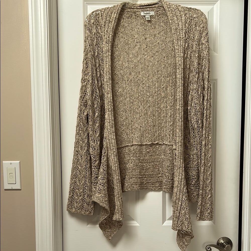 DRESSBARN Tan Cable Knit open Front Cardigan Sweater size 3X